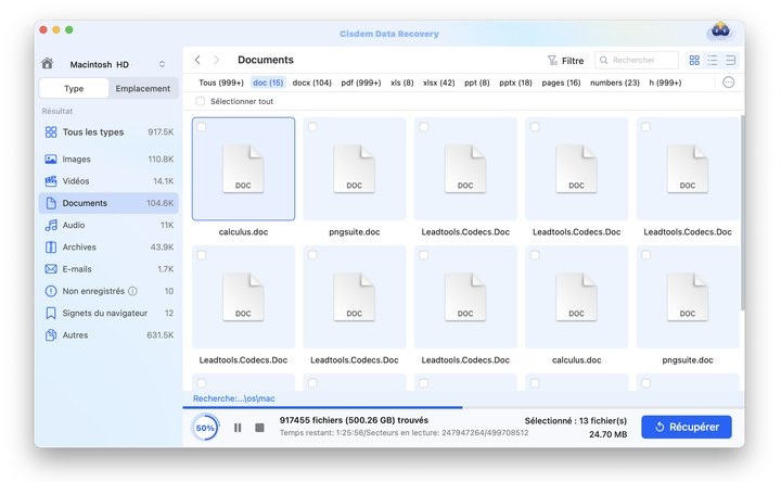 rechercher le fichier Word