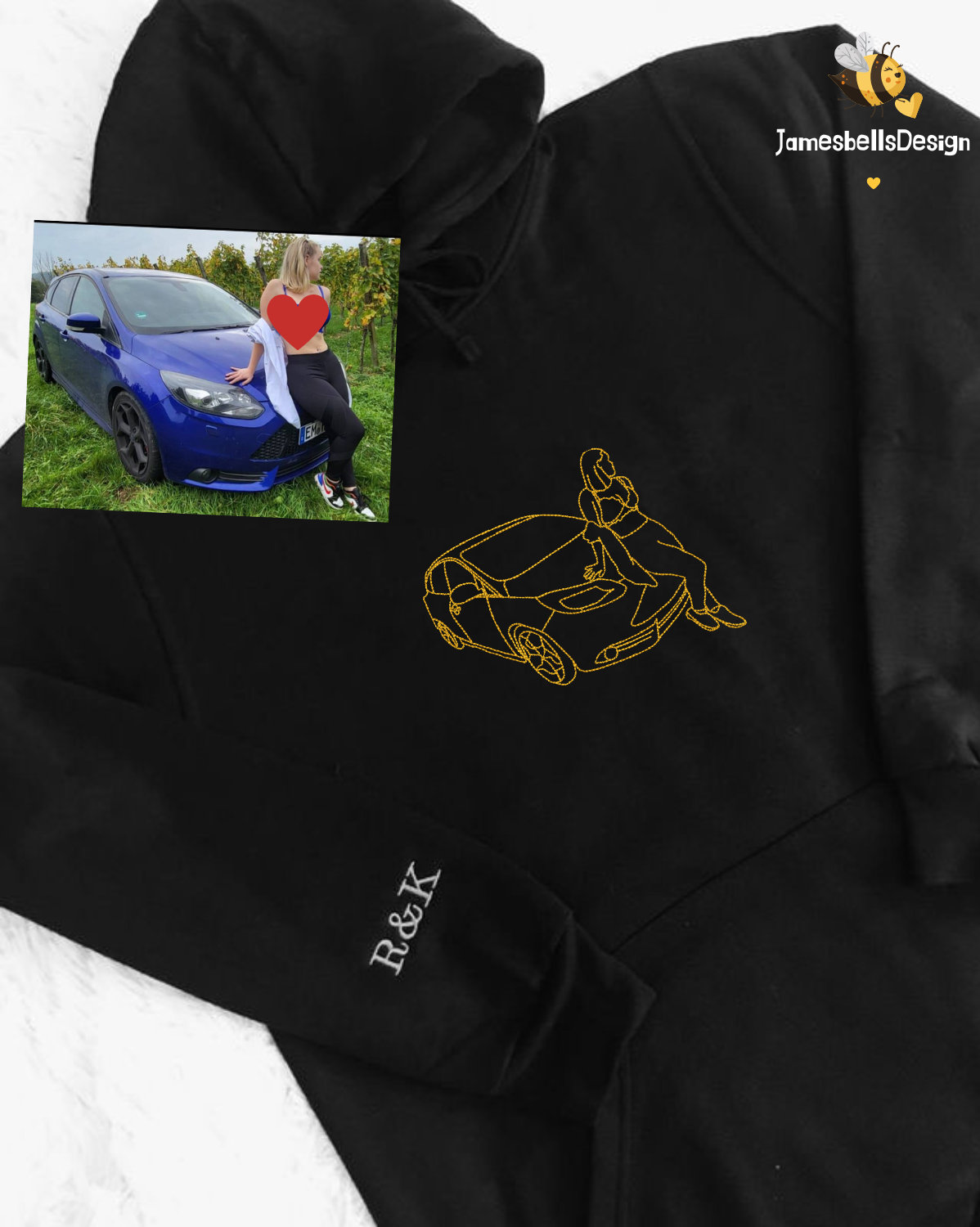 Custom Car Portrait Embroidered Hoodie - Personalized Crewneck Gift for Boyfriend image 2