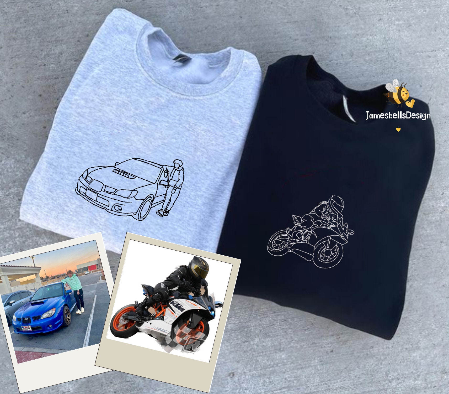 Custom Car Embroidered Hoodie - Personalized Photo Crewneck Gift for Him image 1