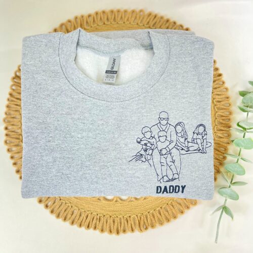 Custom Family Embroidered Crewneck - Personalized Outline Portrait Hoodie image 0