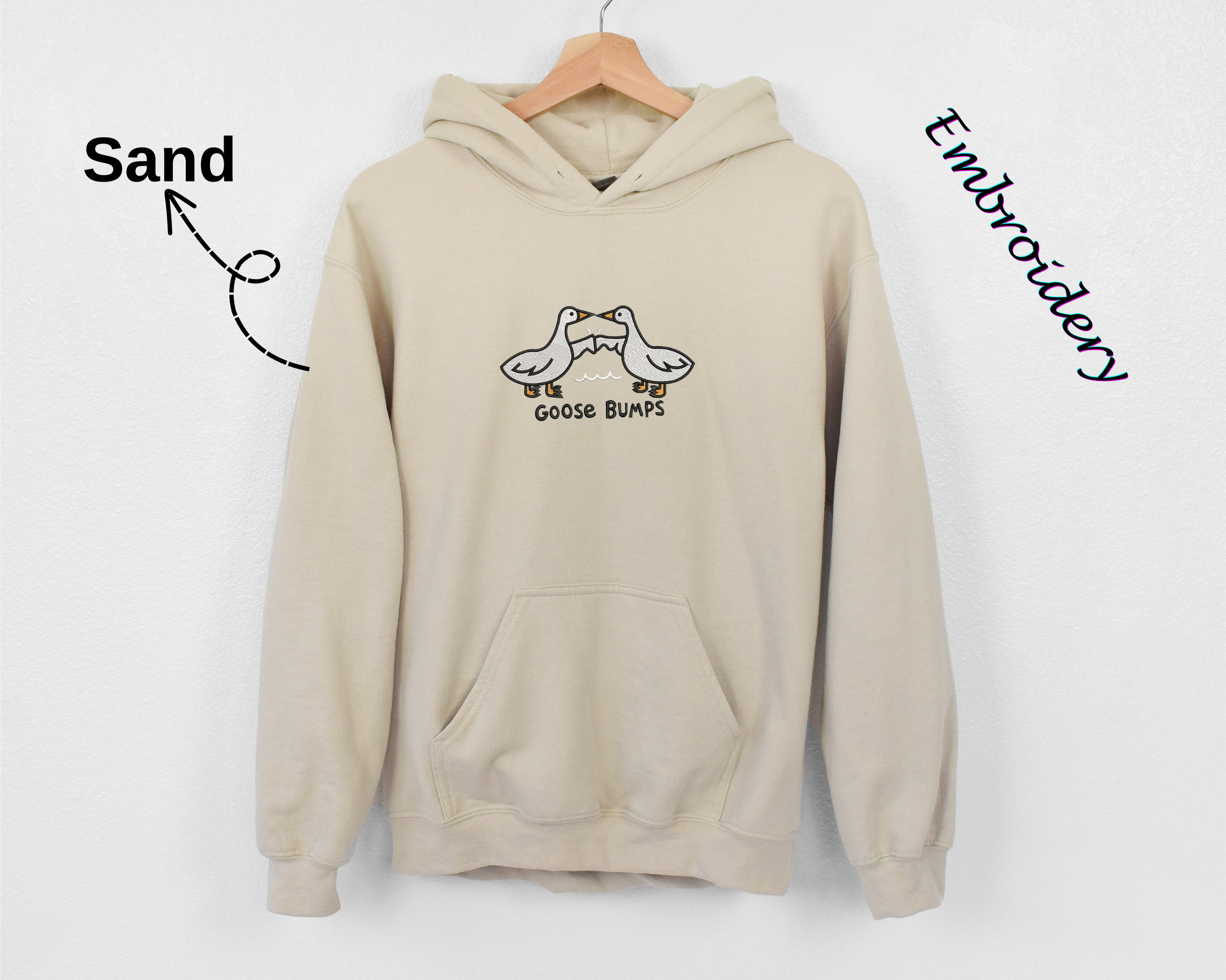 Embroidered Goose Bumps Hoodies - Funny Unisex Animal Sweatshirts image 4