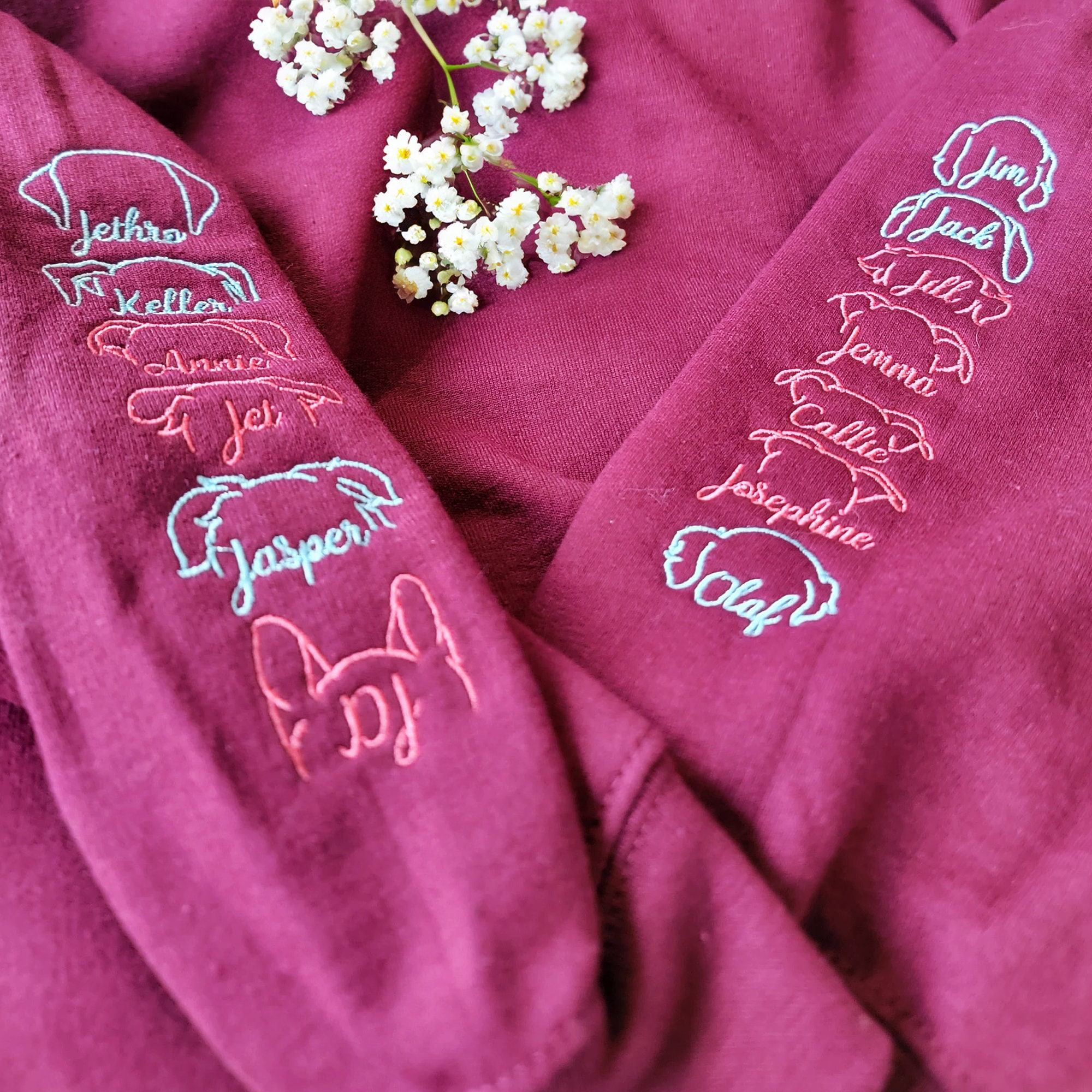 Personalized Dog Ear Sleeve - Custom Embroidered Paw Sweatshirt for Pet Owners image 1