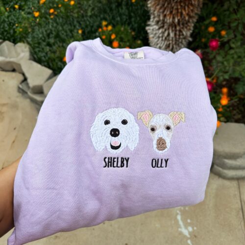 Custom Embroidered Pet Sweatshirt - Personalized Pet Portrait Hoodie Gift image 0