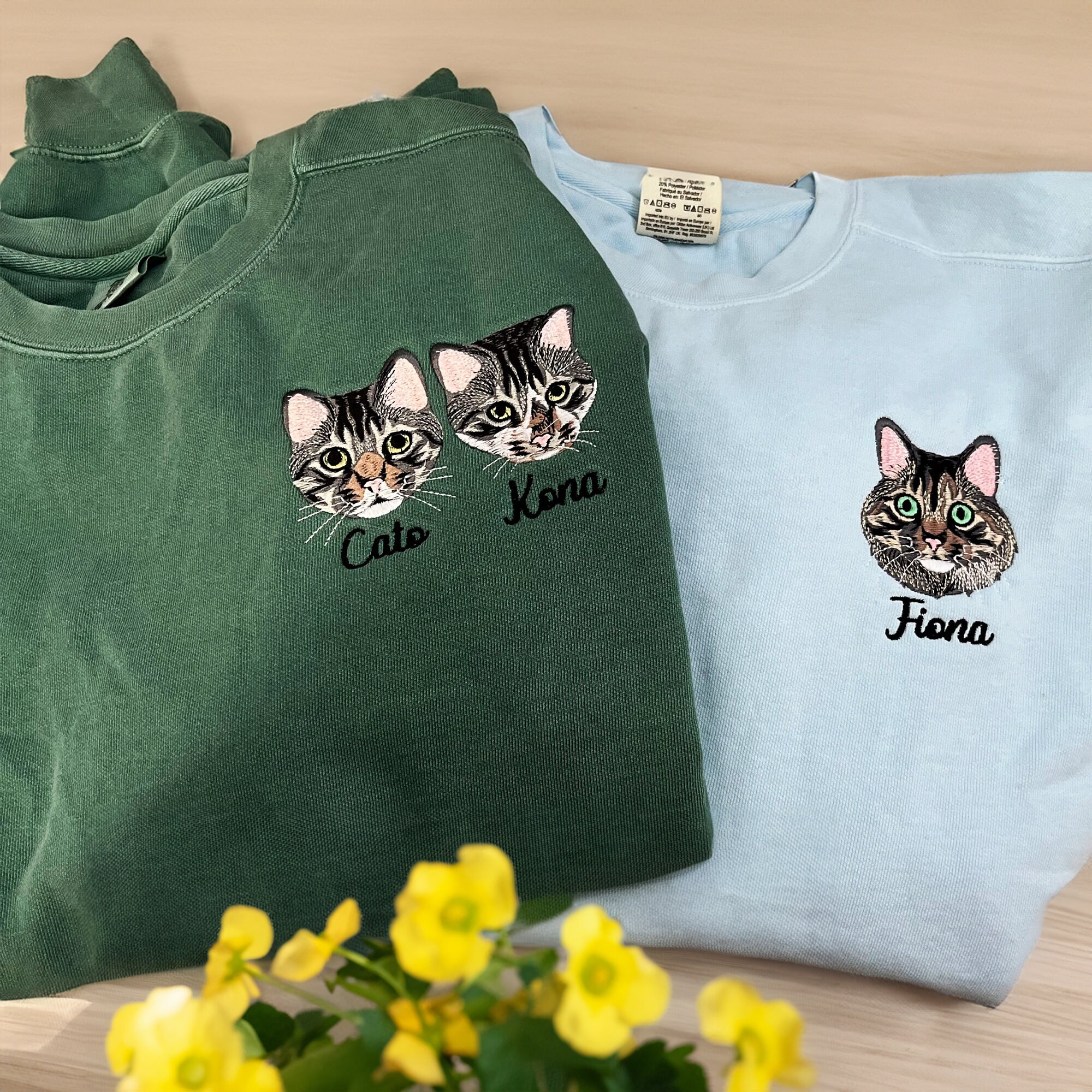 Custom Embroidered Pet Sweatshirt - Personalized Pet Portrait Hoodie Gift image 3