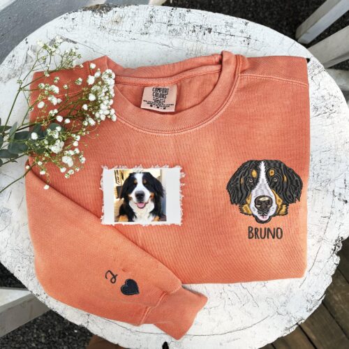 Pet Embroidered Sweatshirt - Custom Dog & Cat Face Gifts For Pet Lovers image 0