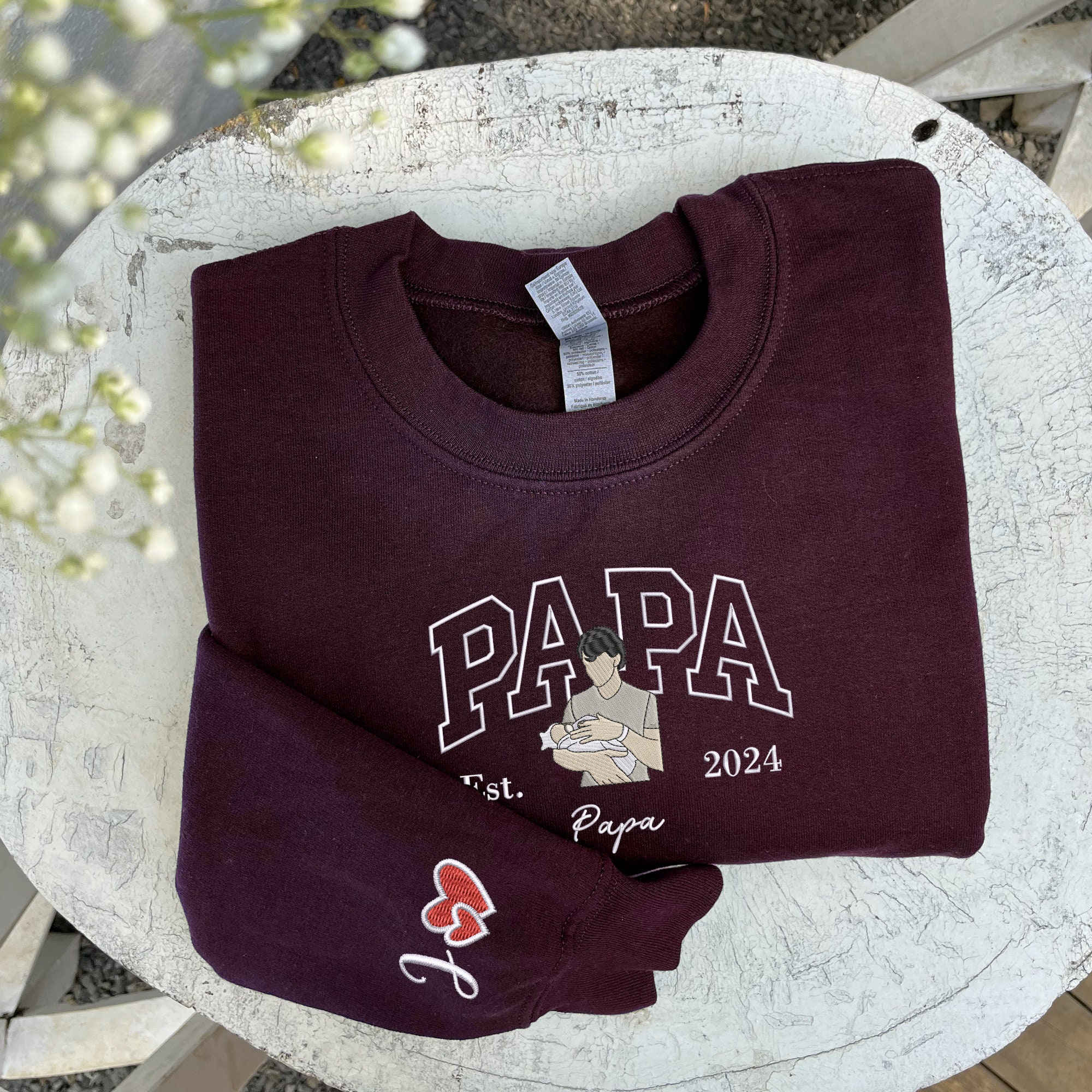 Custom Embroidered Portrait Sweatshirt - Personalized Father's Day Gift image 1