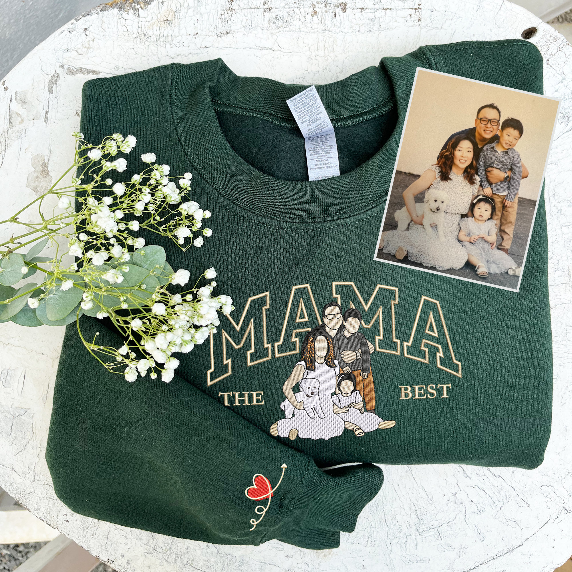 Embroidered Portrait Sweatshirt - Custom Photo Gift for Women & Dad image 3