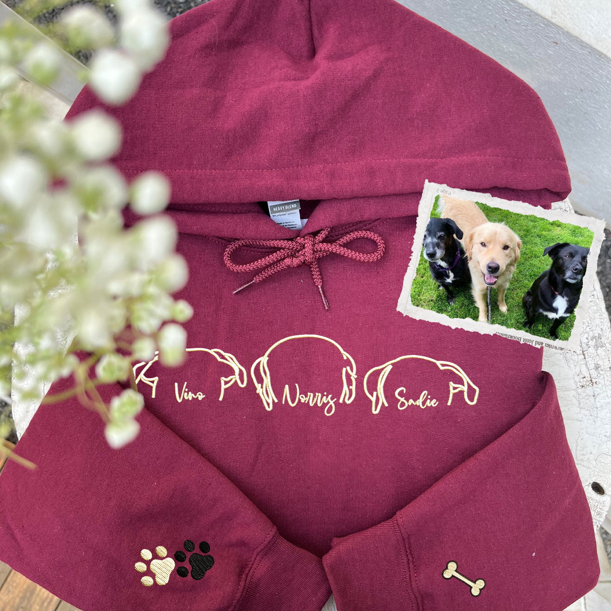 Personalized Pet Embroidered Sweatshirt - Custom Dog Ears & Name Gift image 1