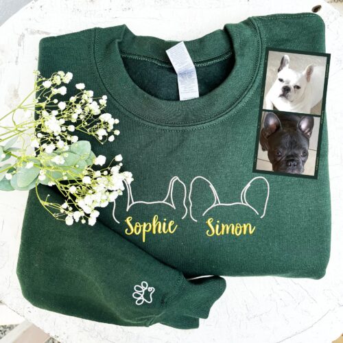 Personalized Pet Embroidered Sweatshirt - Custom Dog Ears & Name Gift image 0