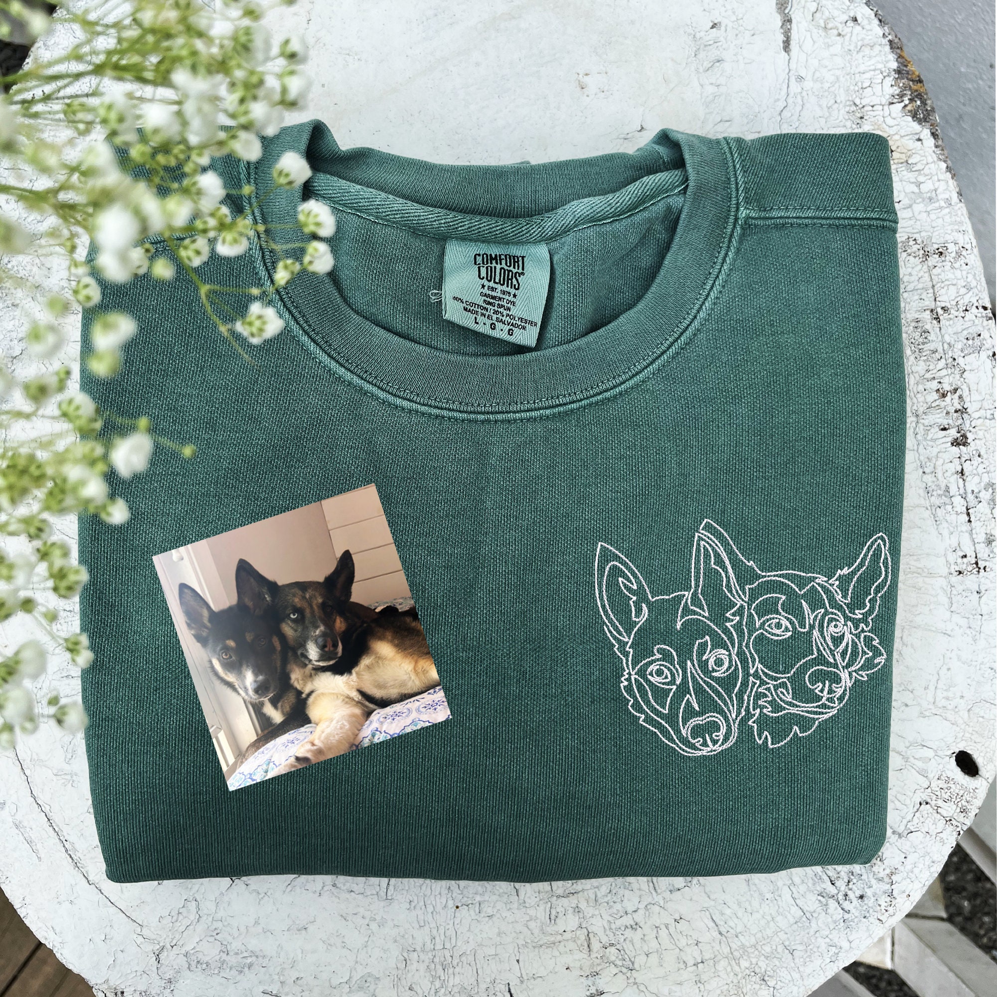 Pet Embroidered Sweatshirt - Personalized One-Line Pet Face Dog Mama Gift image 1