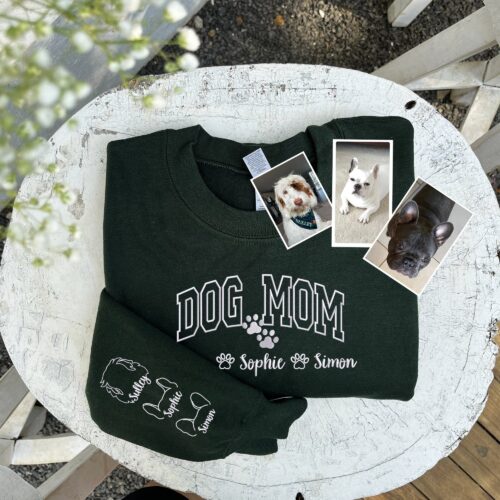 Embroidered Dog Mom Sweatshirt - Custom Pet Ears & Name Crewneck image 0