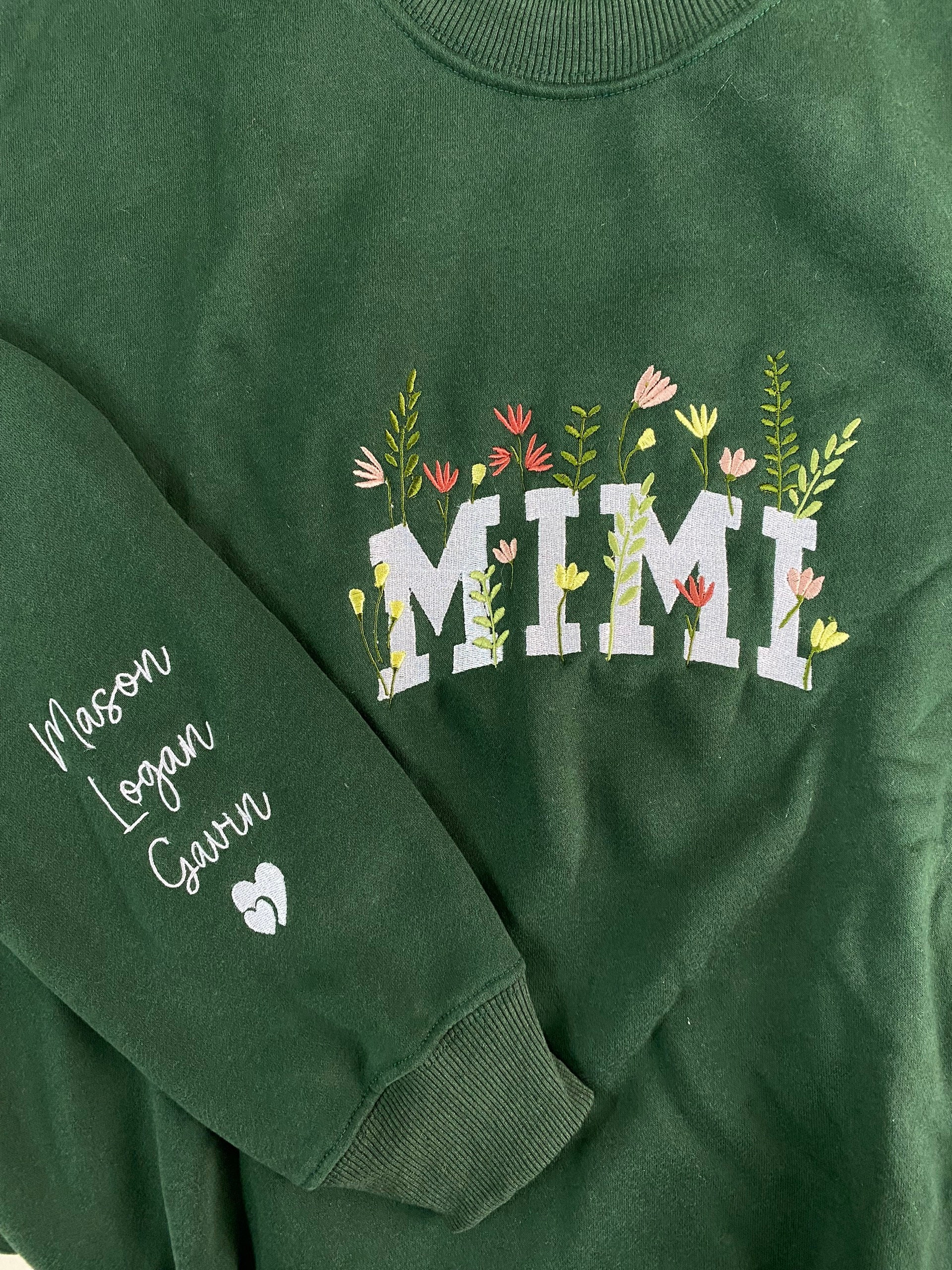 Custom Embroidered World Best Grandma Wildflower Sweatshirt Grandmother Grandkids Floral Embroidery Shirt Personalized Gift Name On Sleeves image 1