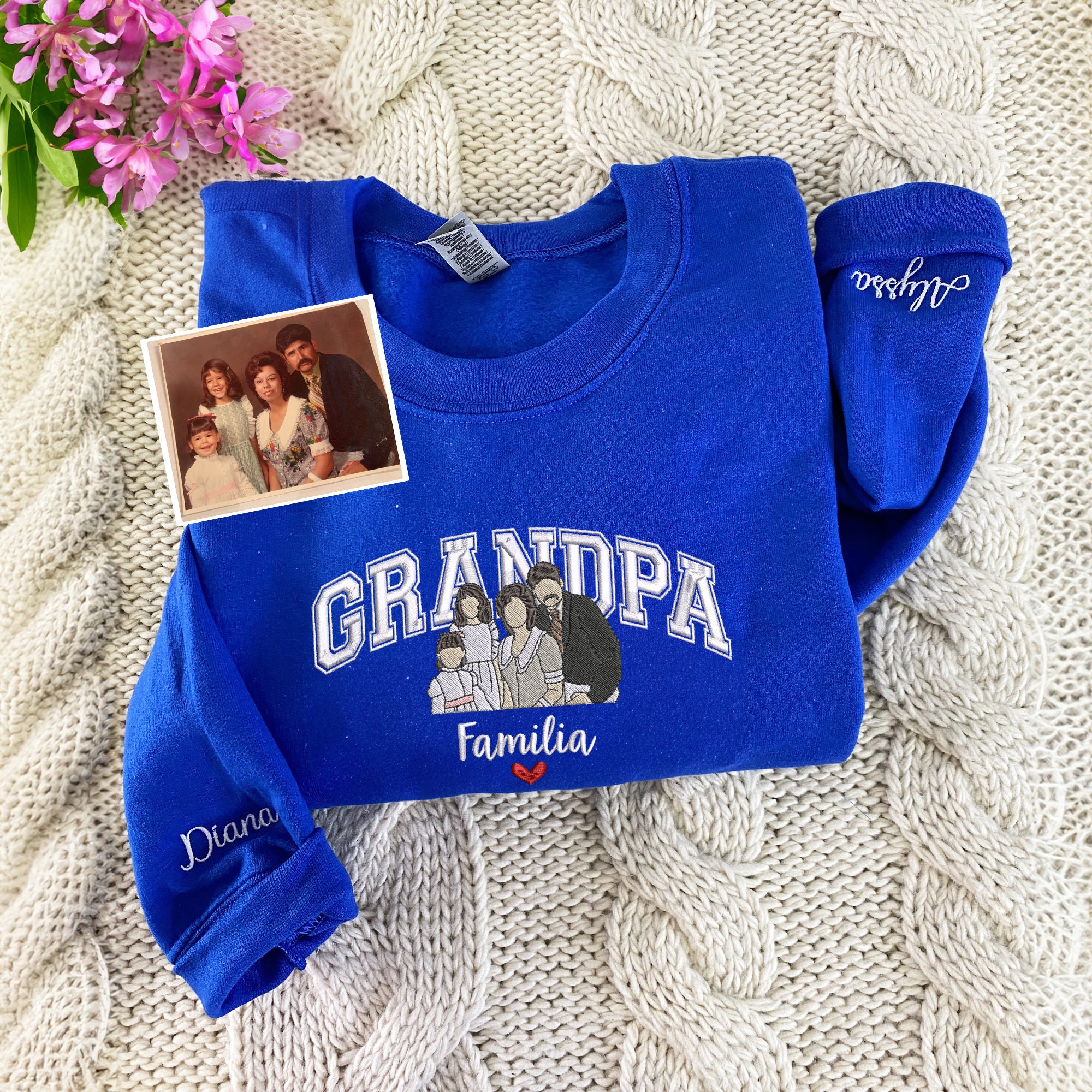 Personalized Father's Day Gift Custom Embroidered Portrait Hoodie Crewneck Anniversary Present for Dad image 1