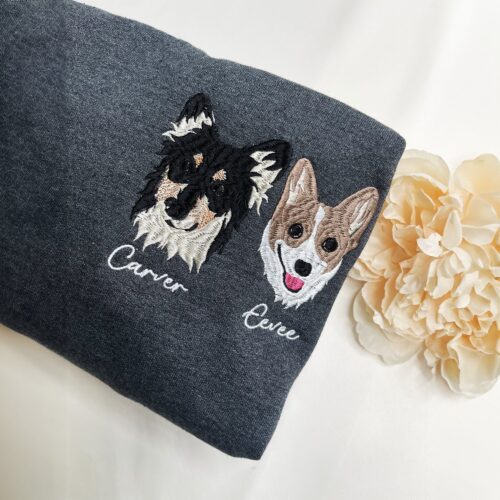 Personalized Dog Embroidered Sweatshirt - Custom Pet Photo & Name Gift image 0