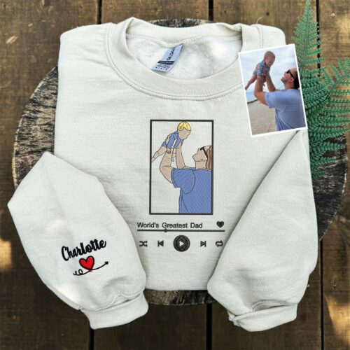 Personalized Dad Shirt - Custom Embroidered Family Portrait Sweatshirt image 0