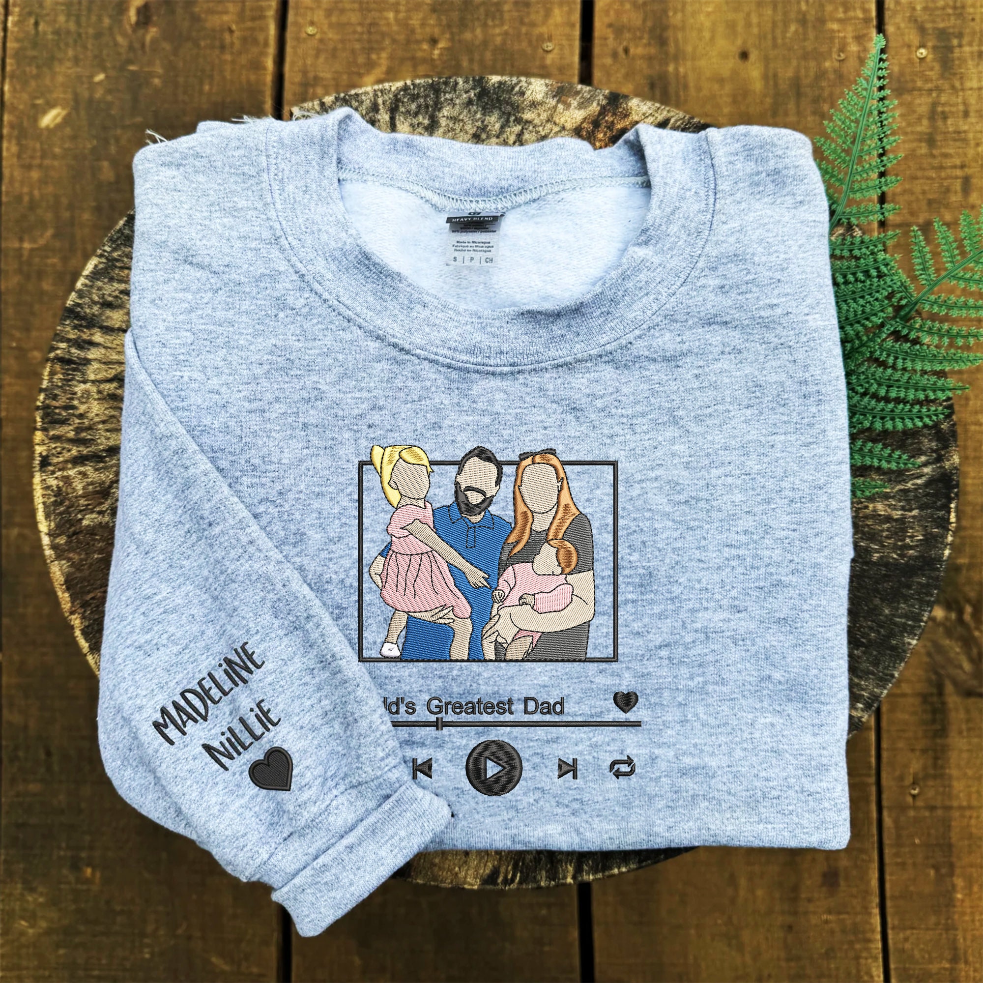 Personalized Dad Shirt - Custom Embroidered Family Portrait Sweatshirt image 1