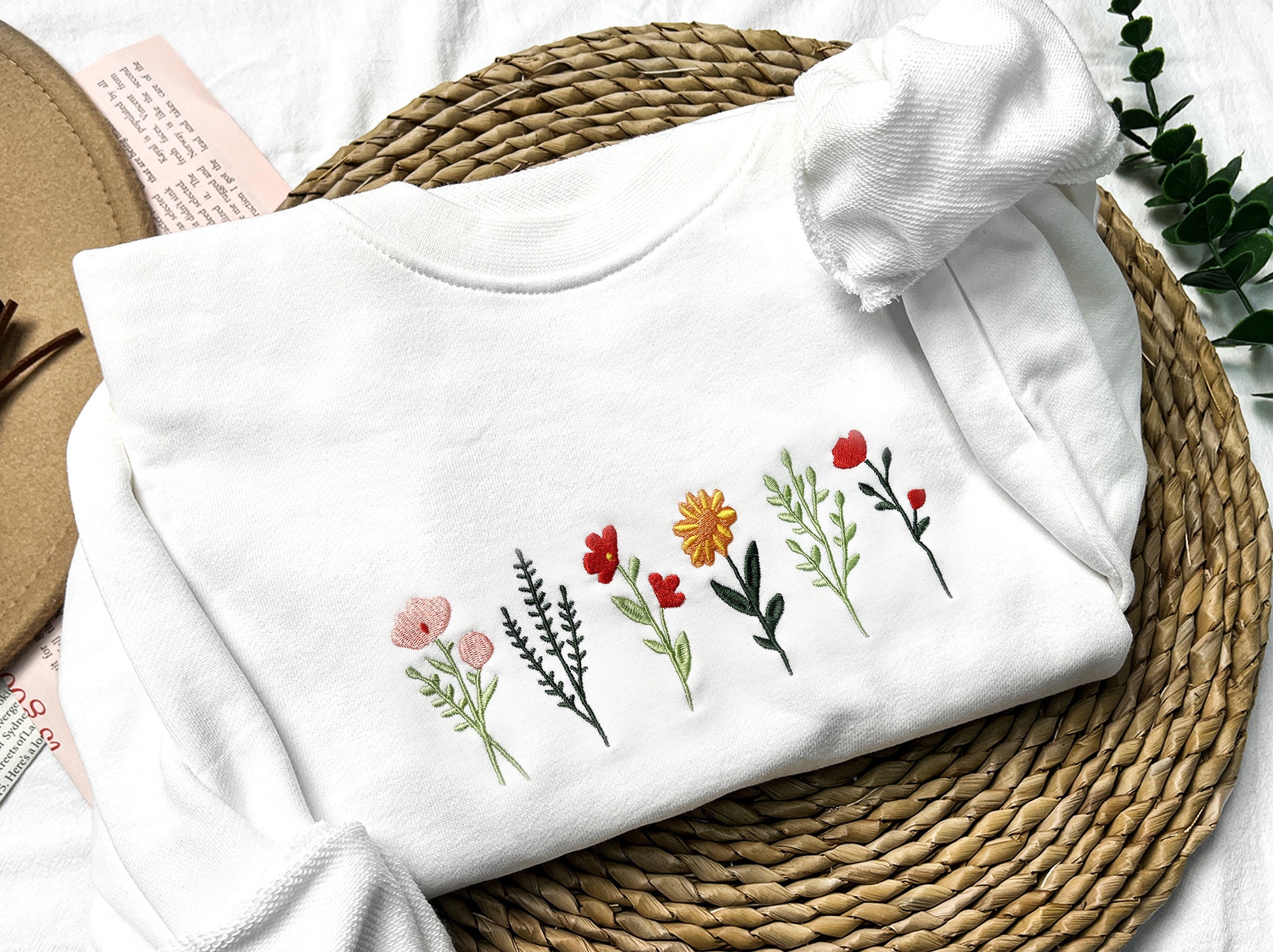 Wildflowers Embroidered Sweatshirt - Trendy Crewneck Gift for Her & Friends image 2