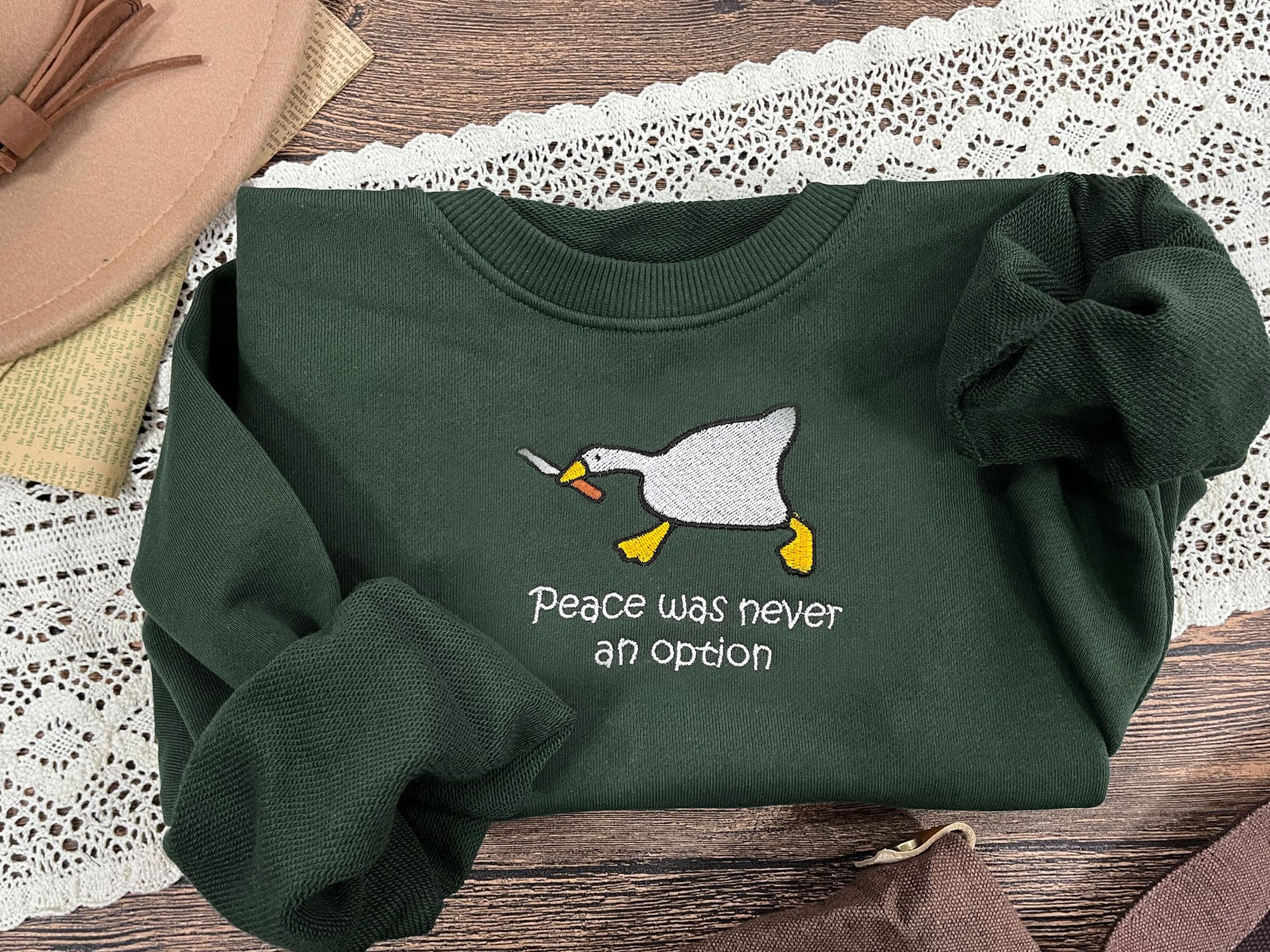 Murder Duck Embroidered Crewneck - Funny Sweatshirt Gift for Friends & Her image 1