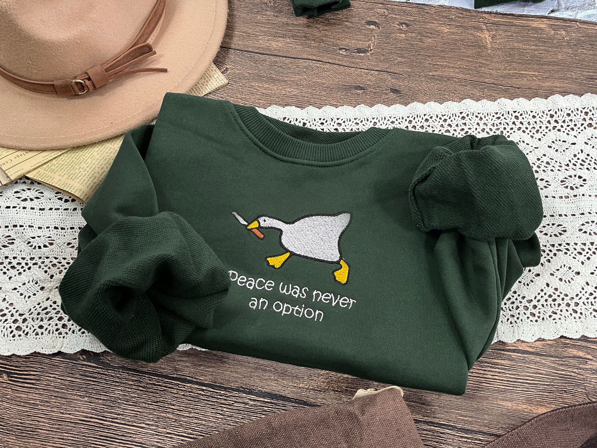 Murder Duck Embroidered Crewneck - Funny Sweatshirt Gift for Friends & Her image 2