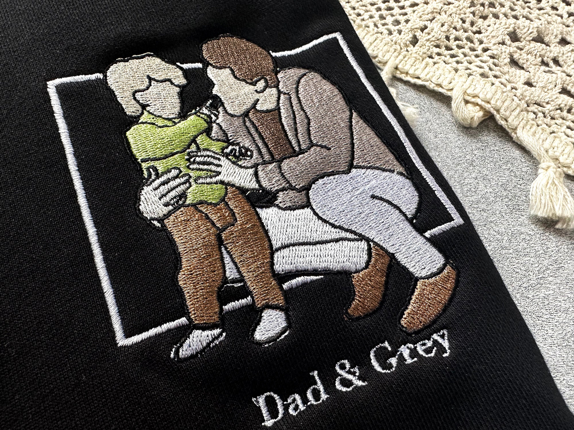 Custom Photo Embroidered Sweatshirt - Personalized Funny Dad Hoodie Father's Day Gift image 3