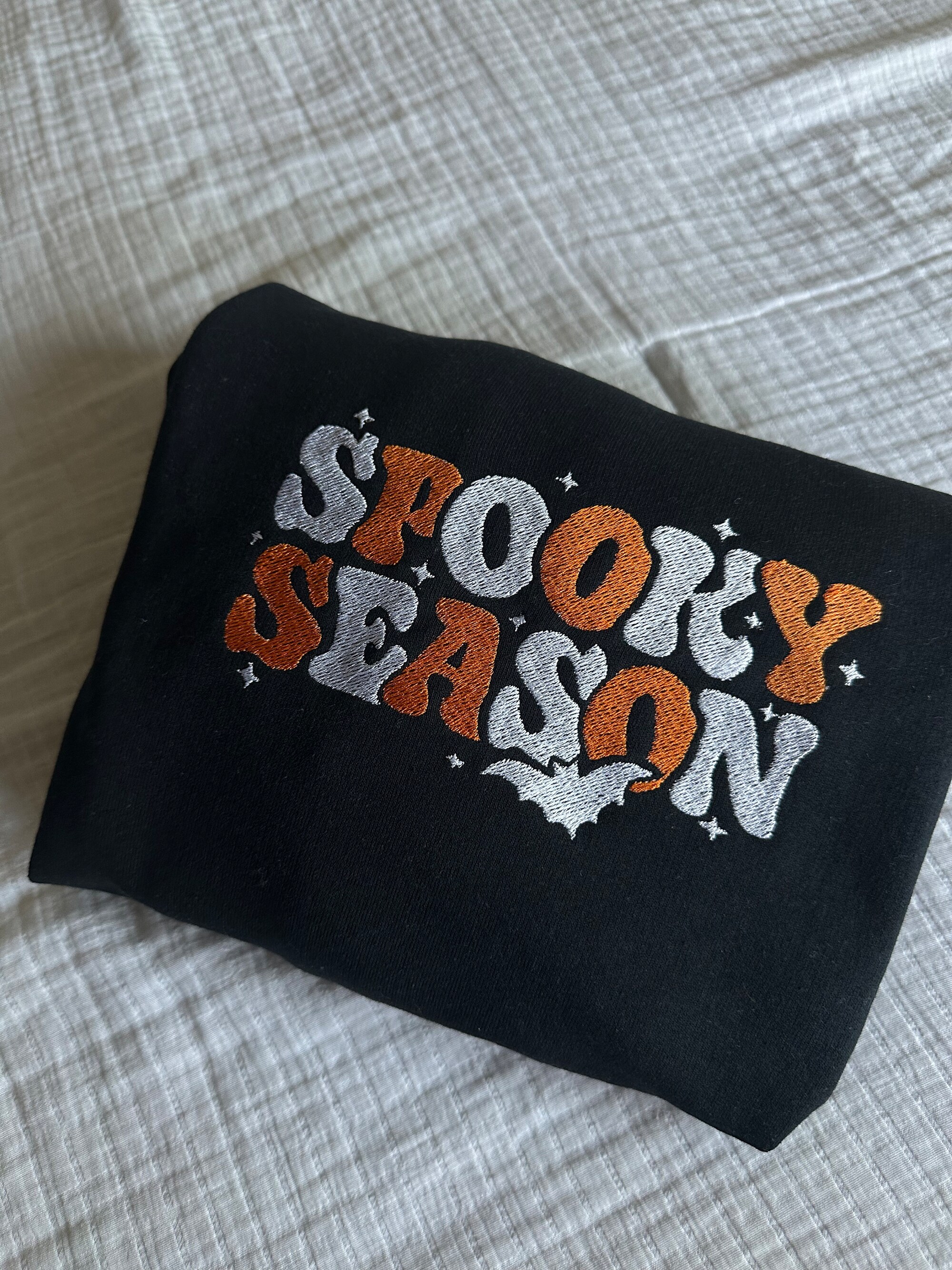 Spooky Season Embroidered Sweatshirt - Halloween Crewneck for Adults Various Colors image 8