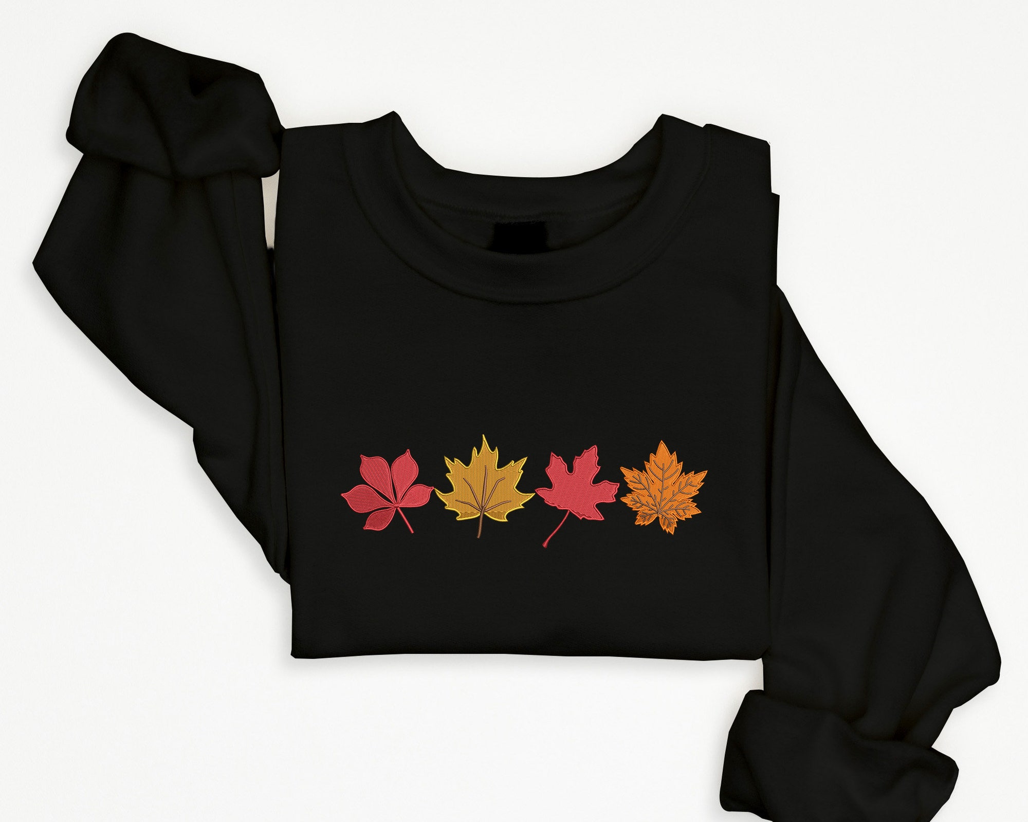 Vintage Fall Sweater - Embroidered Autumn Leaves Crewneck Unisex Fall Season Outfit Halloween Thanksgiving Gift image 5