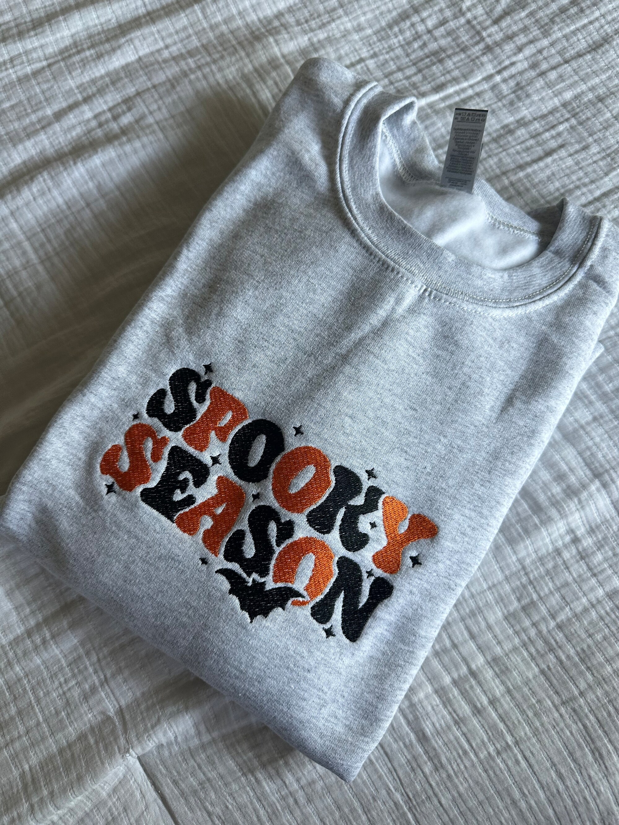 Spooky Season Embroidered Sweatshirt - Halloween Crewneck for Adults Various Colors image 6