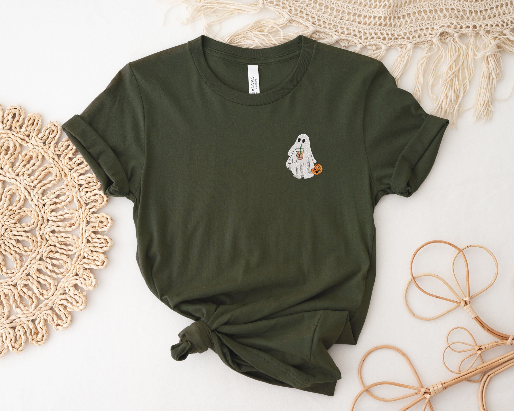 Halloween Embroidered Sweatshirt - Ghost Crewneck for Women image 2