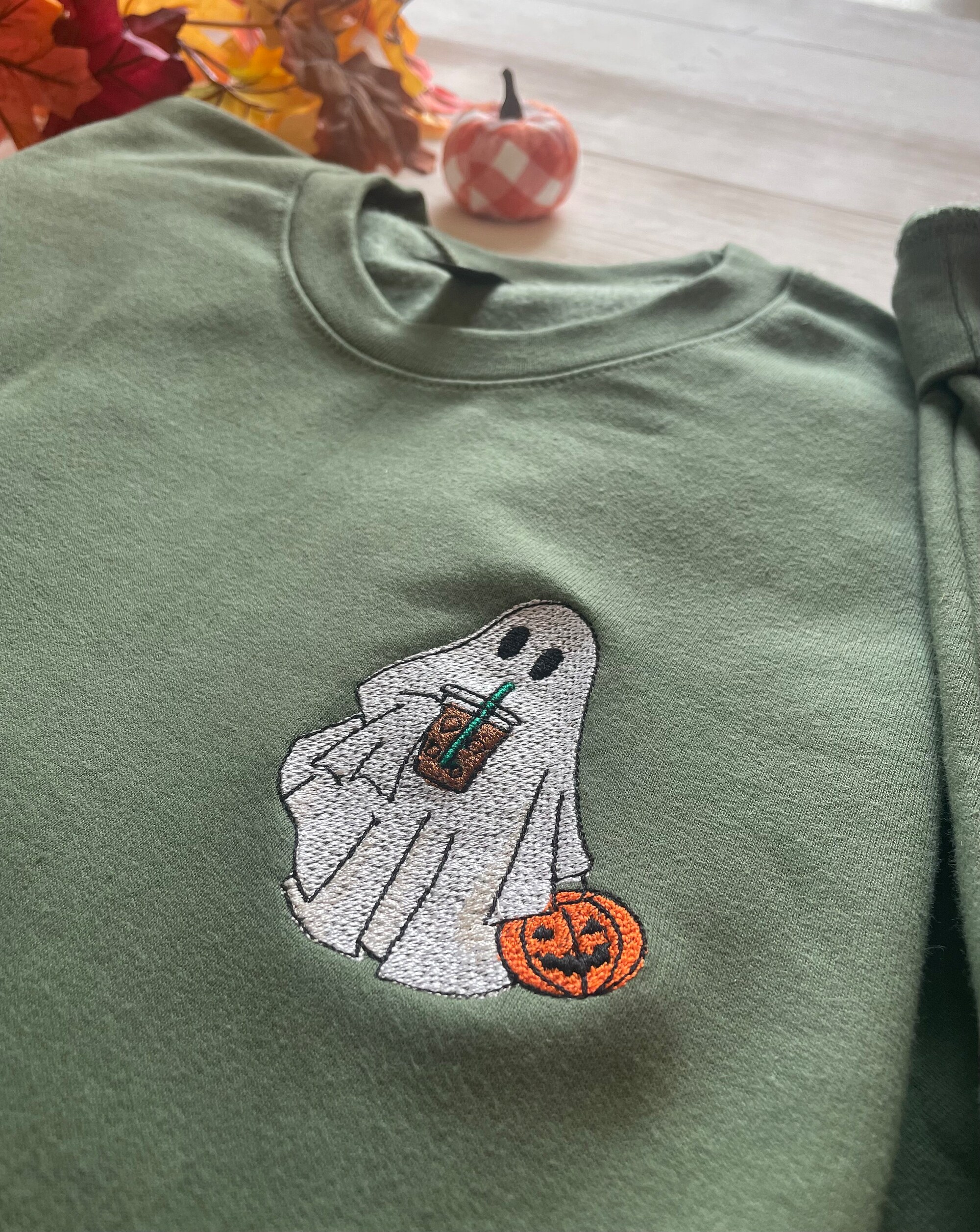Halloween Embroidered Sweatshirt - Ghost Crewneck for Women image 1