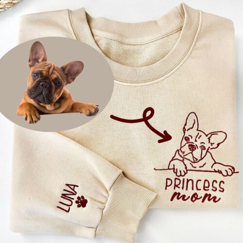 Custom Embroidered Pet Sweatshirts - Personalized Dog Photo & Name Gift for Dog Mom/Dad image 0