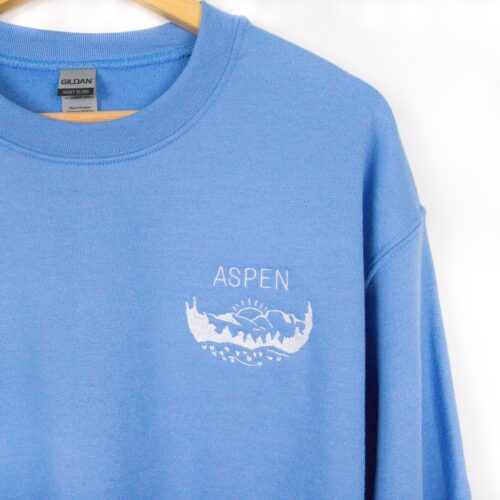 Personalized Embroidered Mountain Sweatshirt Outdoor Family Vacation Aspen California image 0