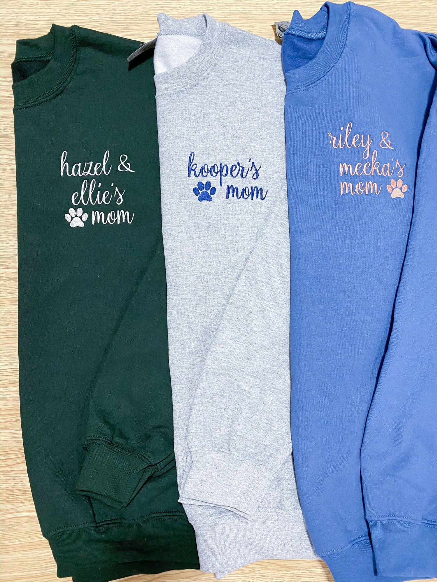 Custom Dog Mom Sweatshirt Personalized Puppy Pullover Embroidered Dog Mom Crewneck Gift image 1