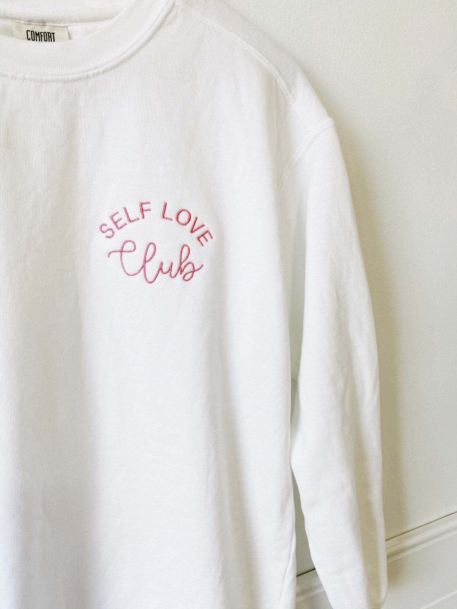 Self Love Club Pink Embroidered Crewneck Sweatshirt Valentine Galentine Gift image 5