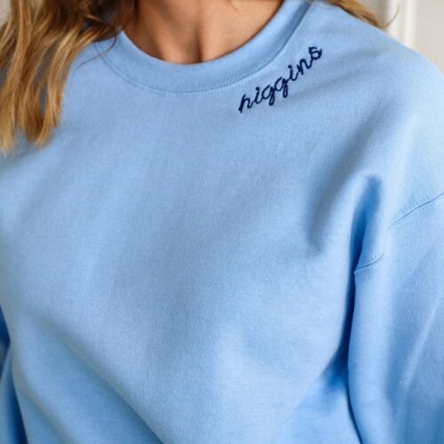 Personalized Embroidered Collar Sweatshirt Custom Mom Dad Best Friend Crewneck Gift image 0