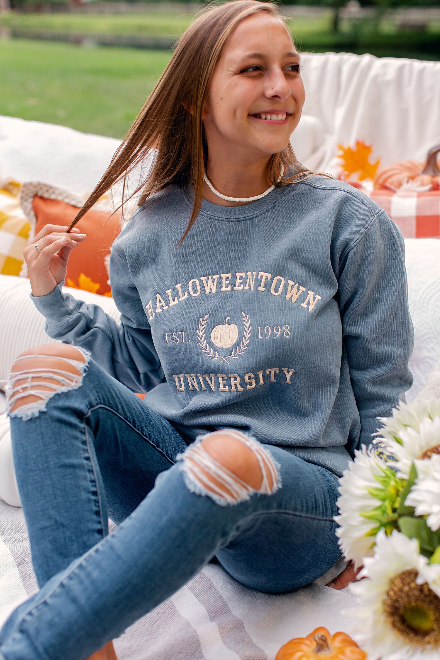 Halloweentown University Comfort Colors Crewneck Sweatshirt Fall Halloween Pumpkin Vintage Style image 1