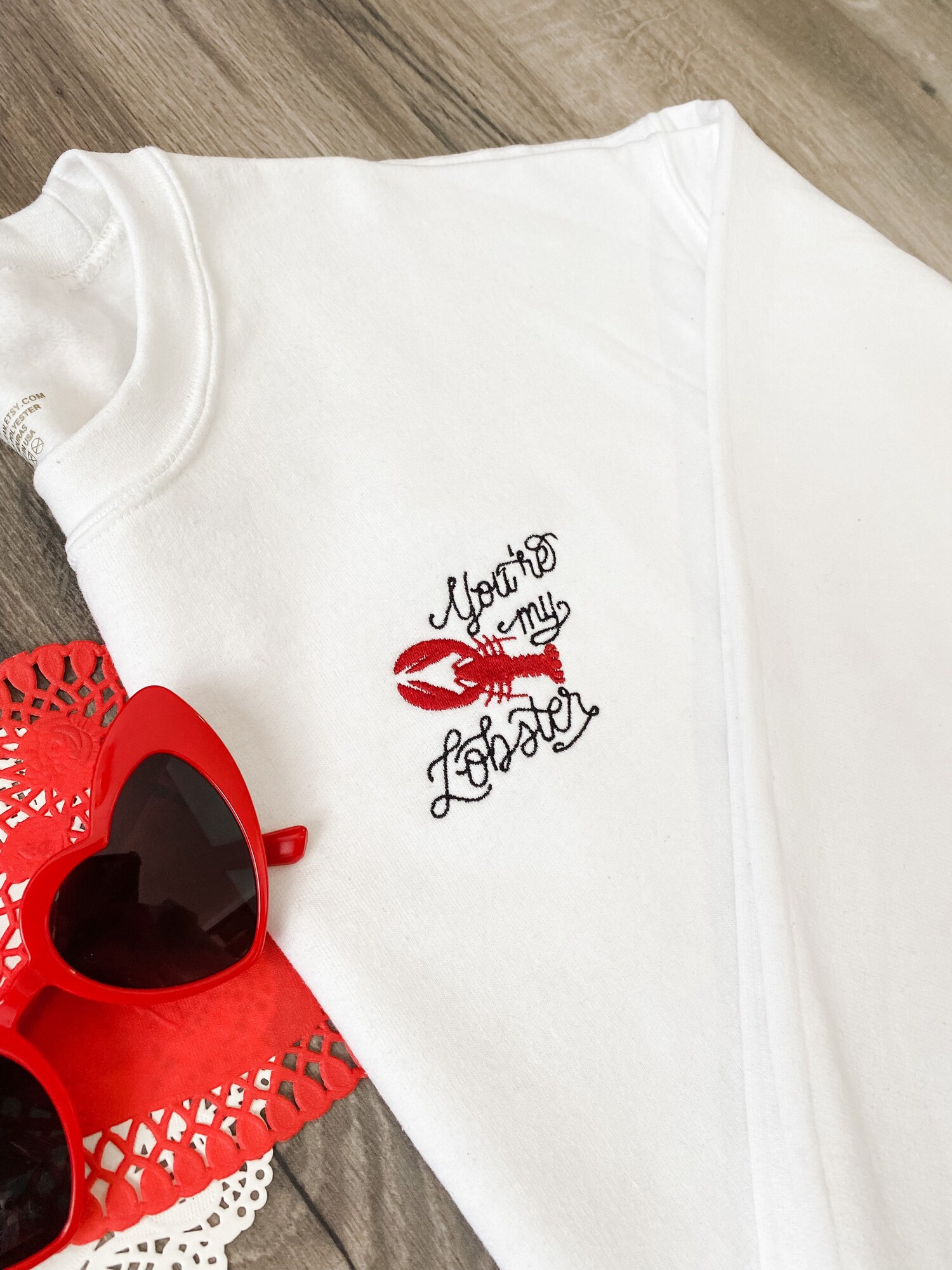 You're My Lobster Embroidered Crewneck Sweatshirt - Friends Valentine Gift Shirt image 1