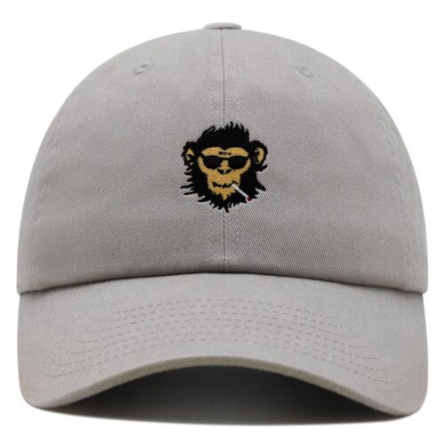 Smoking Monkey Embroidered Dad Hat - Funny Wild Animal Baseball Cap for Men image 0