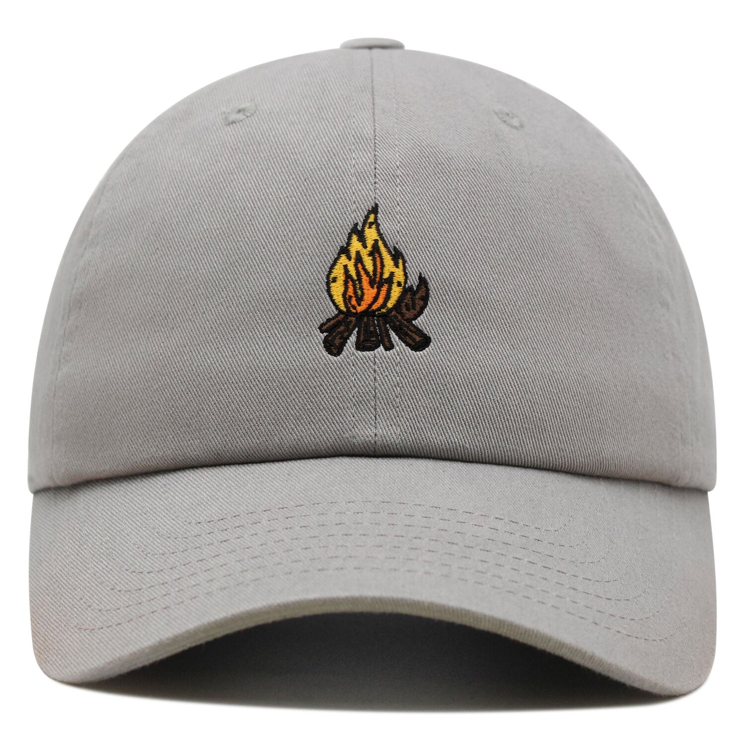 Camp Fire Embroidered Dad Hat - Baseball Cap with Wood Pit Design image 6