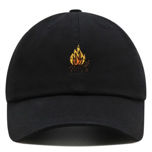 Camp Fire Embroidered Dad Hat - Baseball Cap with Wood Pit Design image 5