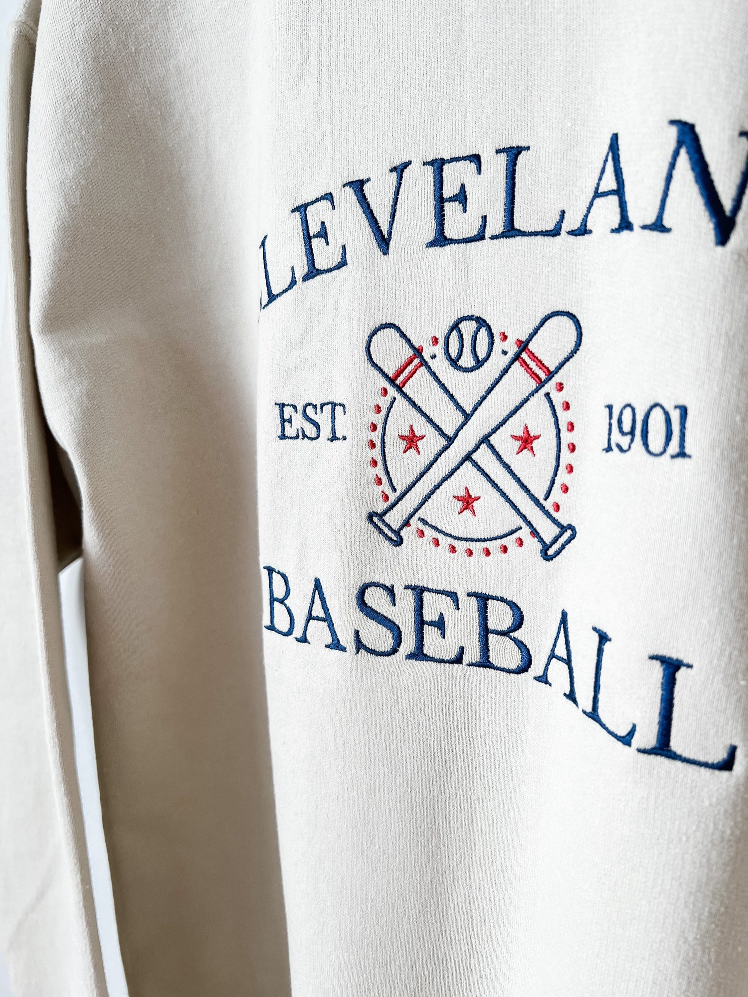 Custom Embroidered Baseball Crewneck Sweatshirt Vintage Varsity Style Personalize Year and MLB Team image 2