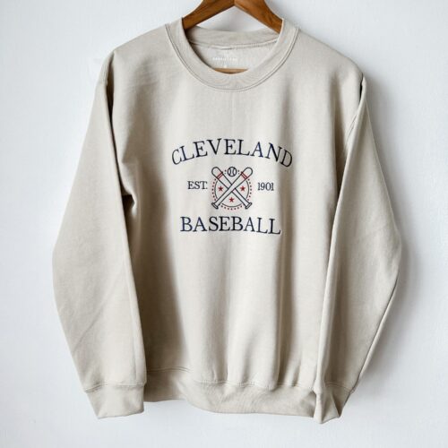 Custom Embroidered Baseball Crewneck Sweatshirt Vintage Varsity Style Personalize Year and MLB Team image 0