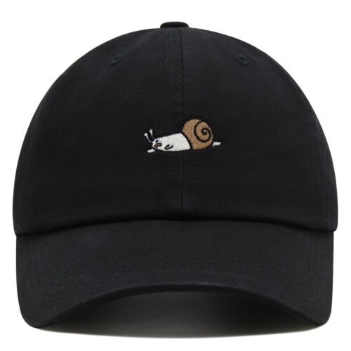 Sleepy Snail Embroidered Dad Hat - Cute Mud Brown Baseball Cap for Men image 0