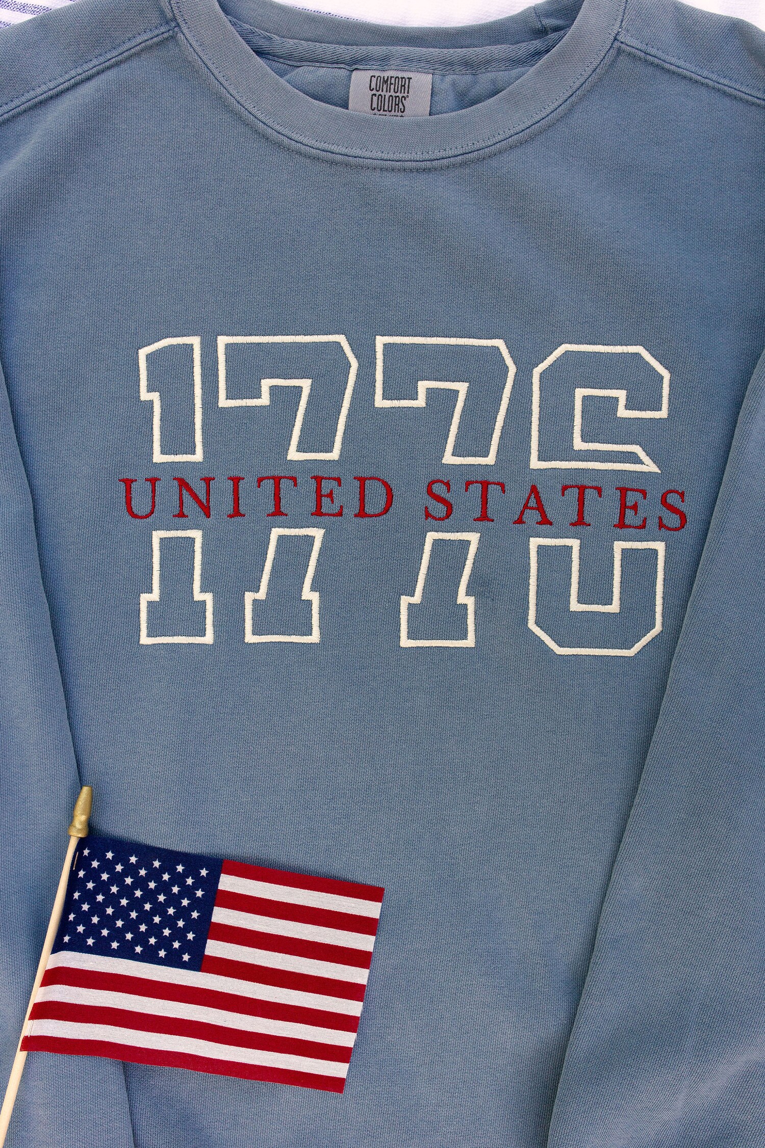 1776 Varsity USA Crewneck Sweatshirt Comfort Colors 4th of July Independence Day Apparel image 1