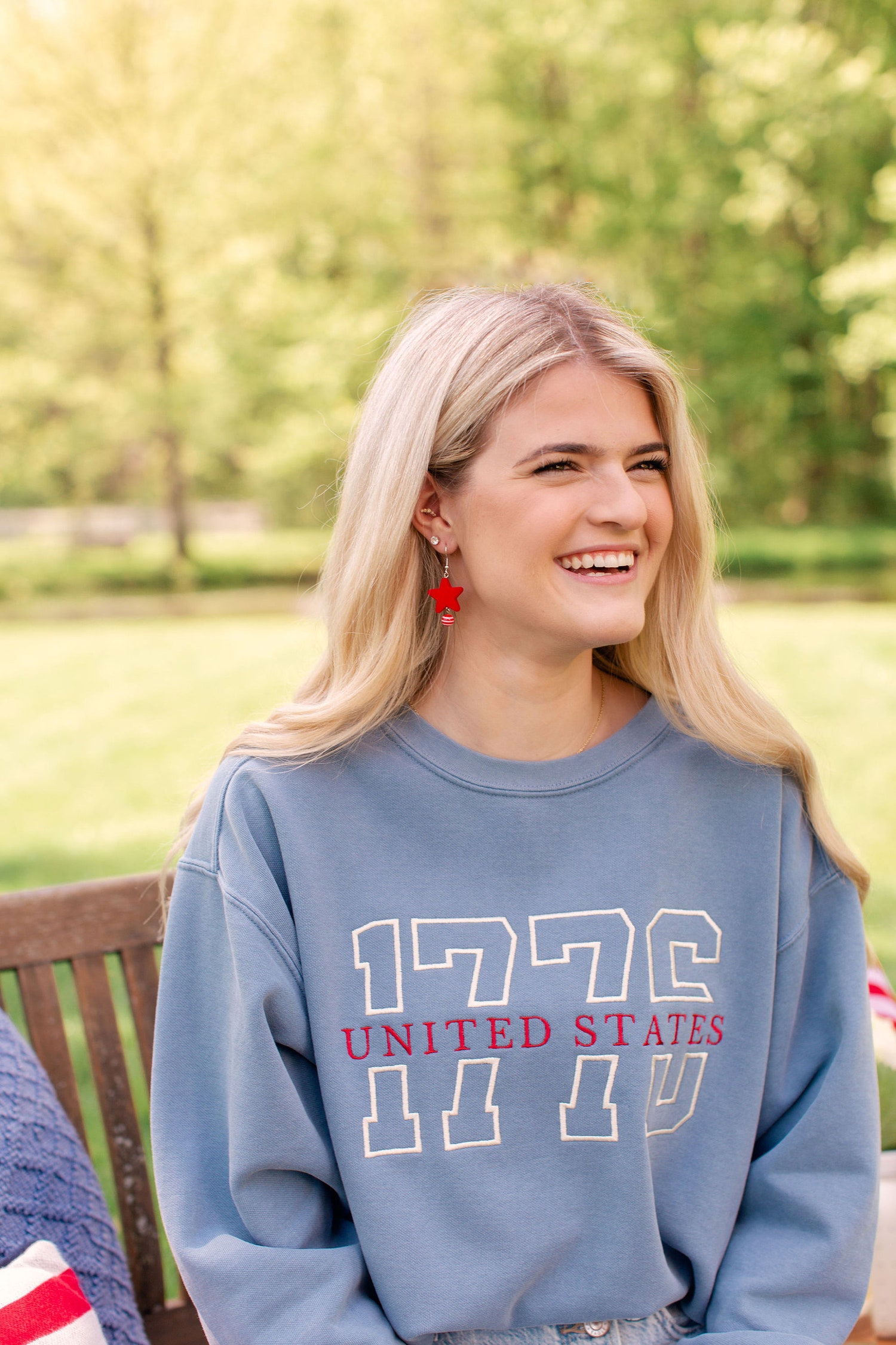 1776 Varsity USA Crewneck Sweatshirt Comfort Colors 4th of July Independence Day Apparel image 7