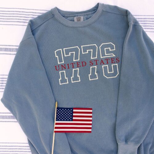 1776 Varsity USA Crewneck Sweatshirt Comfort Colors 4th of July Independence Day Apparel image 0