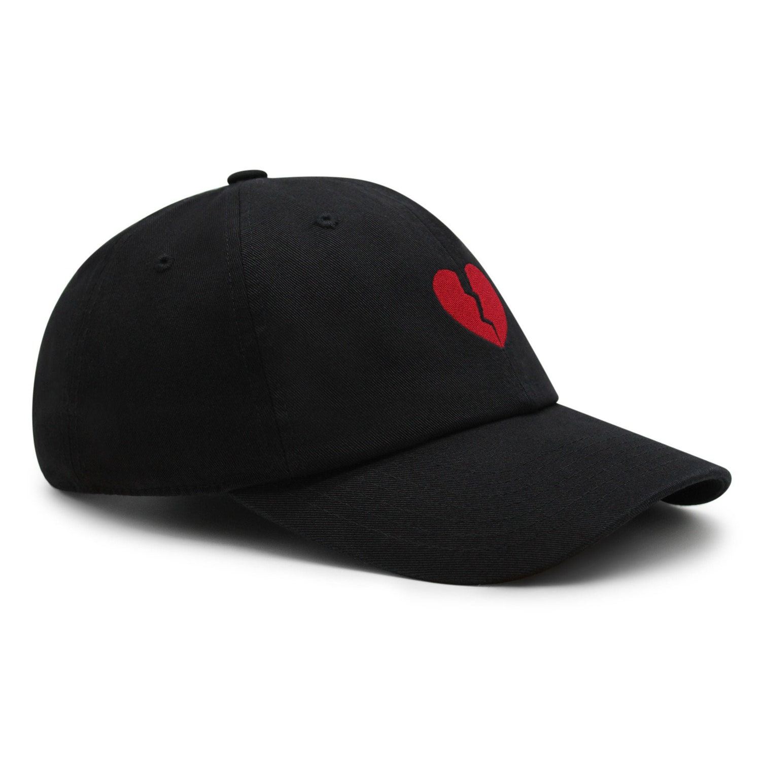 Broken Heart Embroidered Dad Hat - Cotton Baseball Cap with Symbol Logo image 2