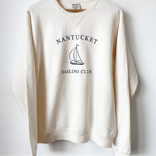 Nantucket Sailing Club Vintage Nautical Embroidered Crewneck Sweatshirt Summer Beachwear image 0