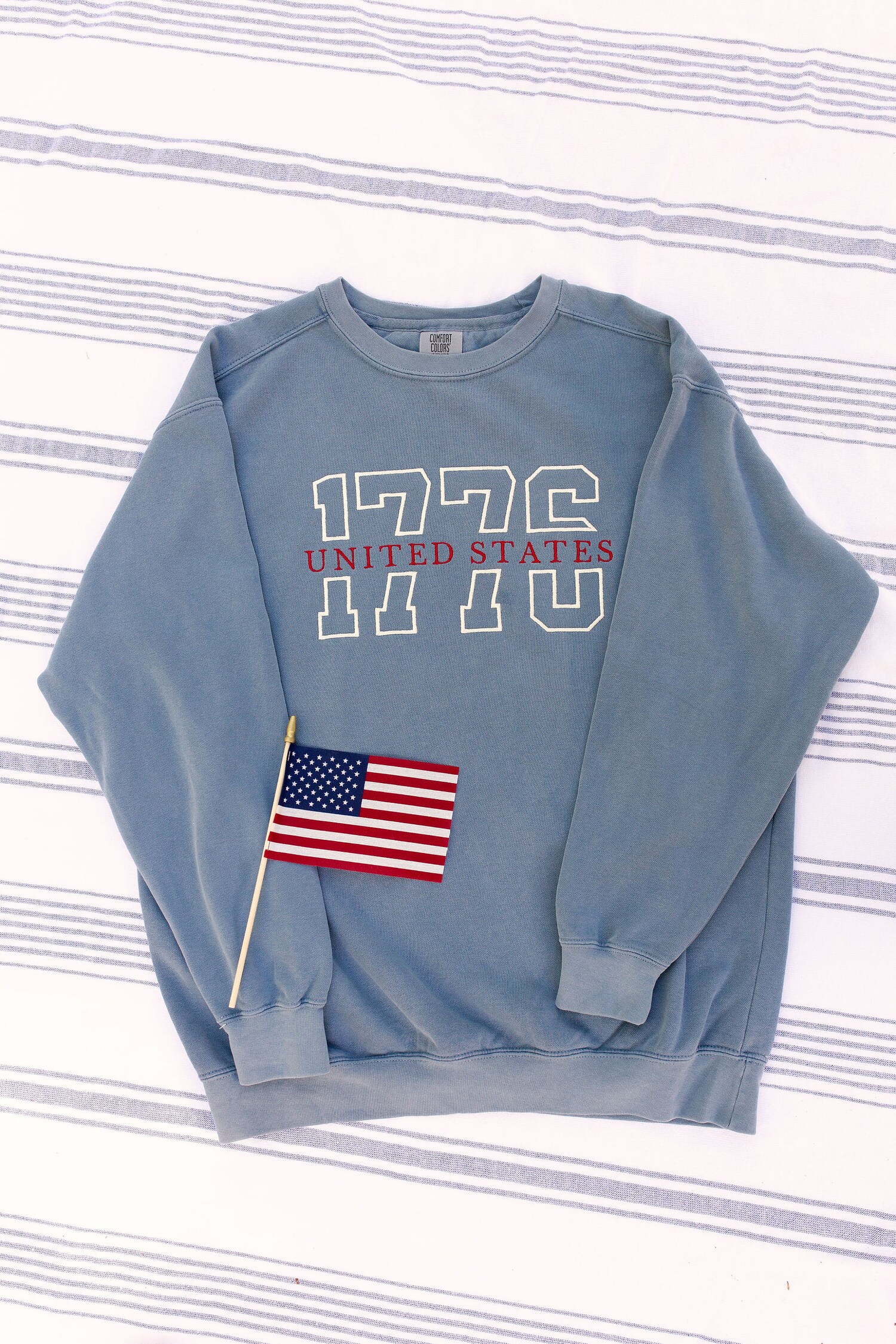 1776 Varsity USA Crewneck Sweatshirt Comfort Colors 4th of July Independence Day Apparel image 2