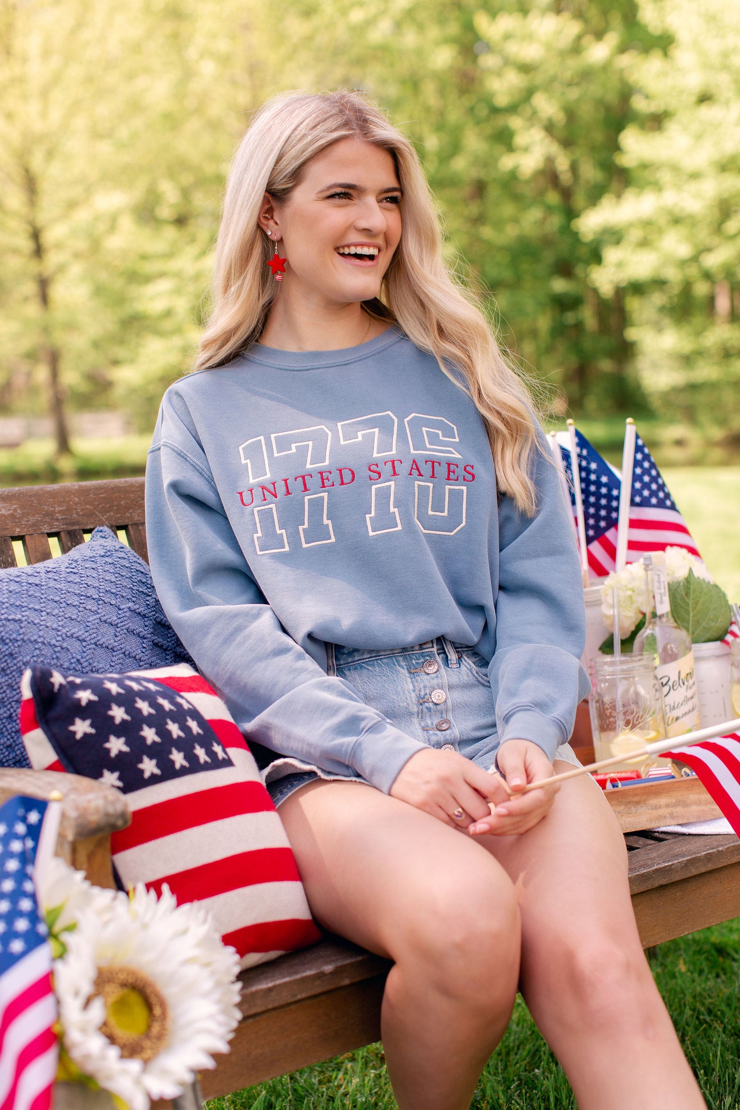 1776 Varsity USA Crewneck Sweatshirt Comfort Colors 4th of July Independence Day Apparel image 6