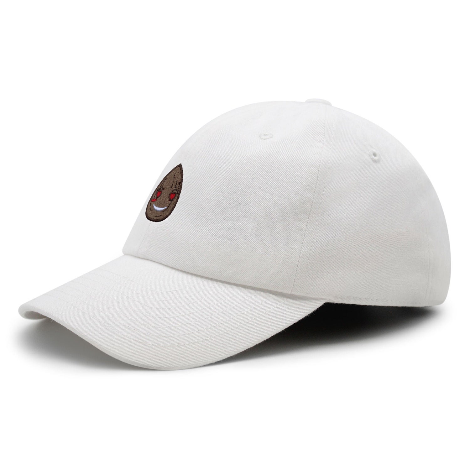 Almond Dad Hat - Embroidered Cotton Baseball Cap with Love Eyes Design image 6